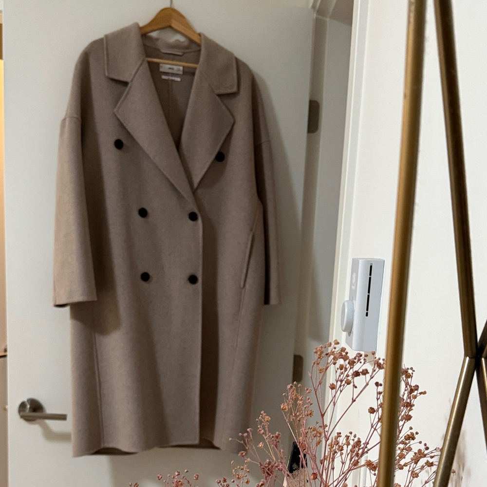 Mango (MNG) Classic Double-Breasted Handmade Wool Coat